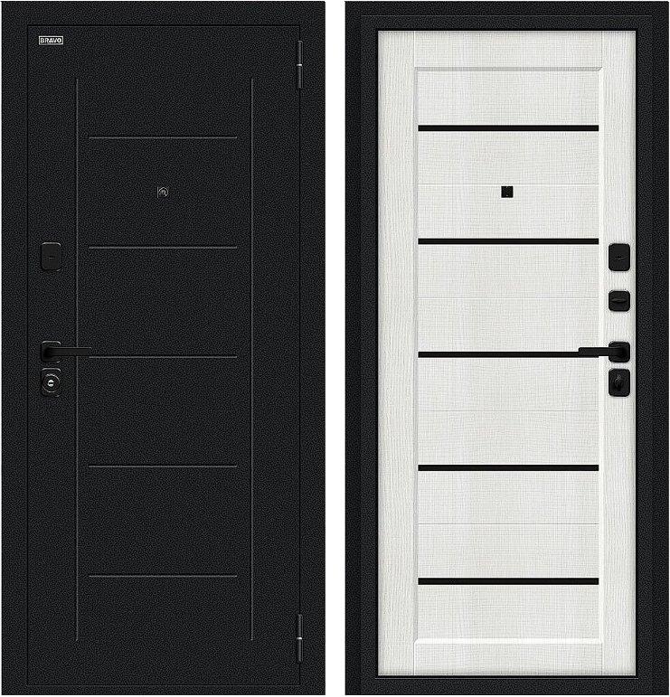 Дверь Браво Борн/SBlack Букле черное/Bianco Melinga DIS007403