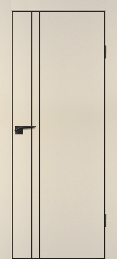 Межкомнатная дверь P-20  черный молдинг PET,  кромка ABS черная c 4-х ст. Бежевый матовый