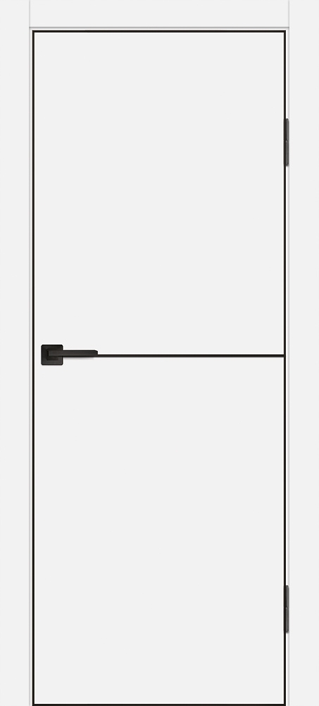 Межкомнатная дверь P-19  черный молдинг PET,  кромка ABS черная c 4-х ст. Белый матовый