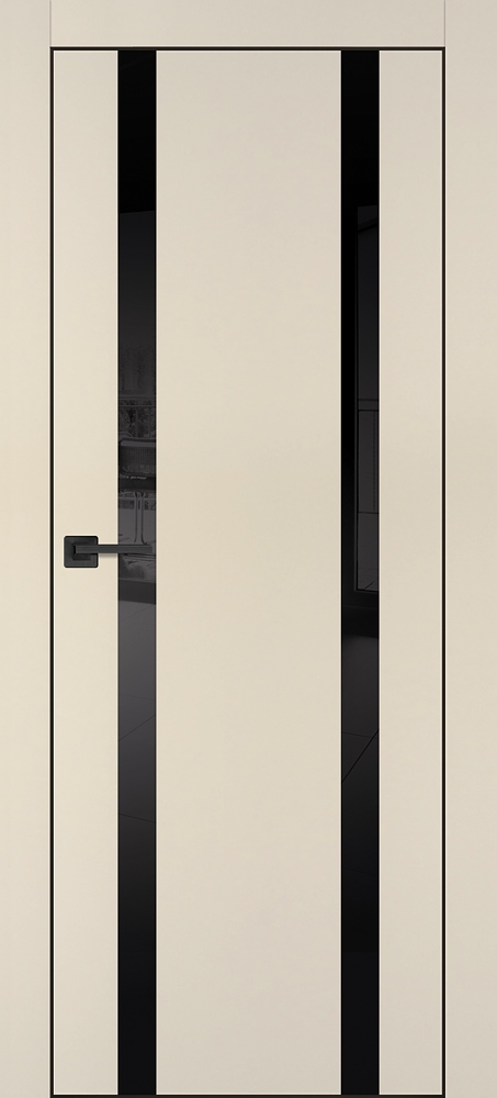 Межкомнатная дверь PX-9  черная кромка с 4-х ст. Бежевый матовый