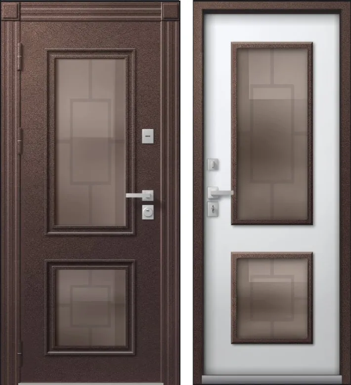 Фото Дверь Термо Premium 1 Шоколадный Муар - Кашемир Белый DIS007382