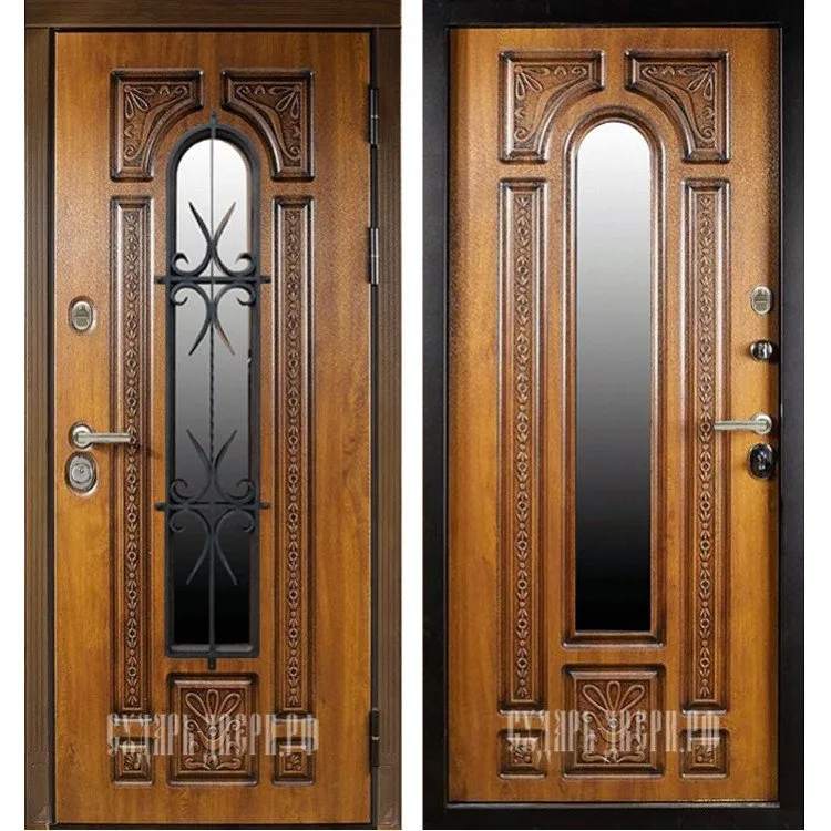 Дверь Сударь Рим с окном и ковкой Голден Оак Винорит DIS002860