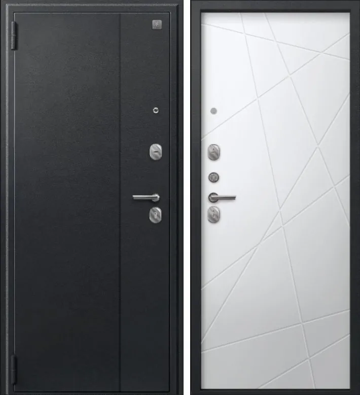 Дверь A-03 черный сатин - кашемир белый DIS007331
